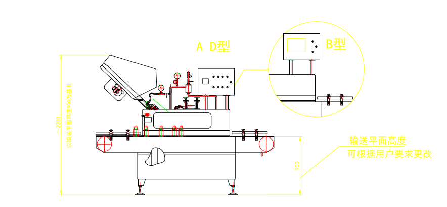 全自动蒸汽式真空旋盖机 CAD平面图