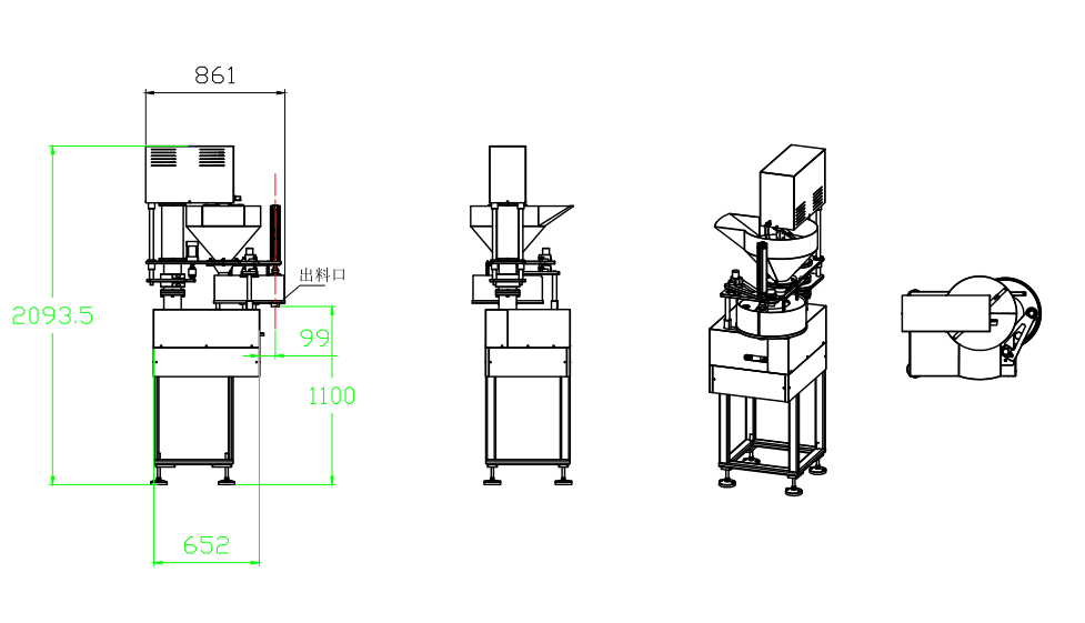 单头螺杆灌装机示意图 CAD平面图