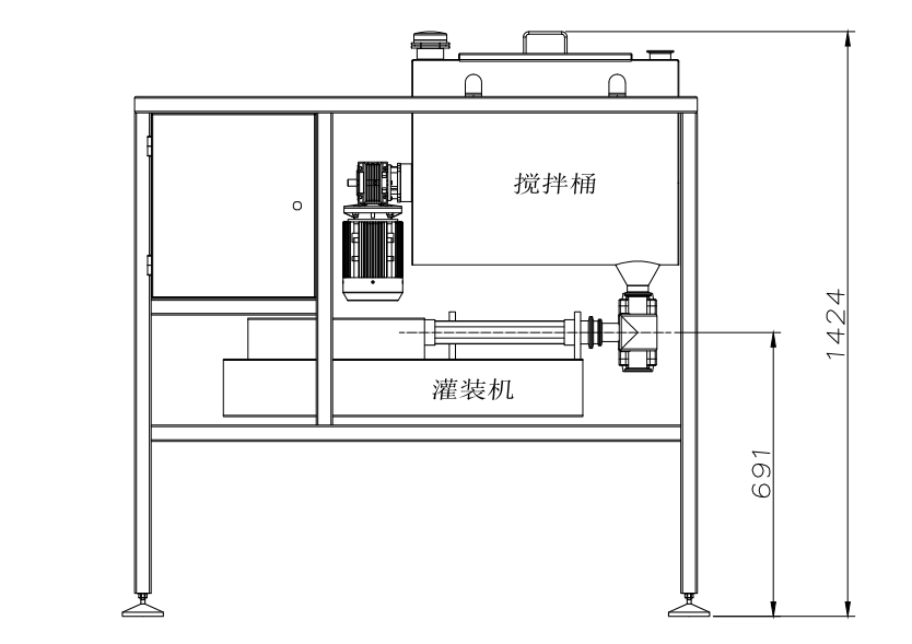 单头带搅拌灌装机示意图 CAD平面图