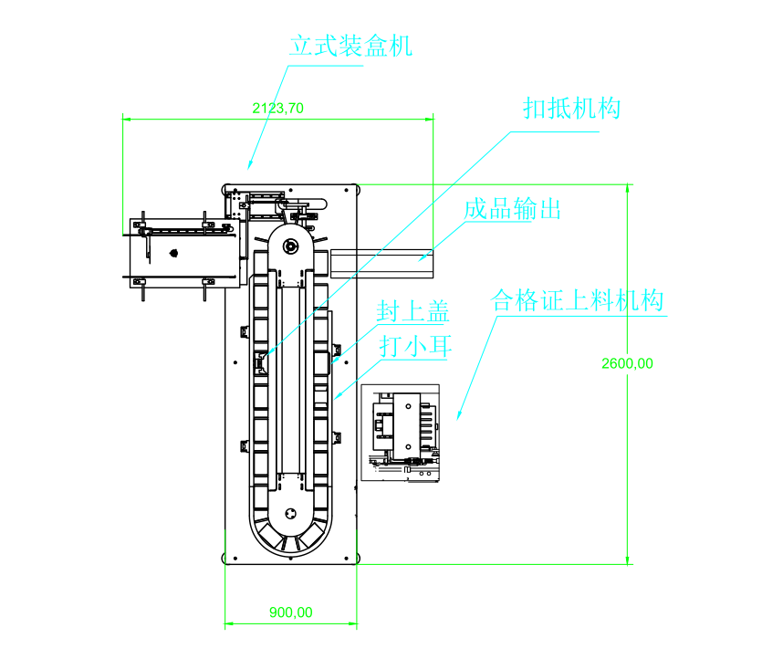 全自动立式装盒机示意图 CAD平面图