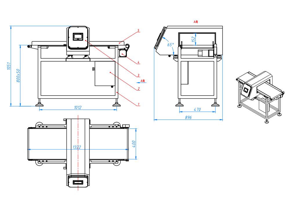 自动金属探测机，金属探测仪示意图 CAD平面图